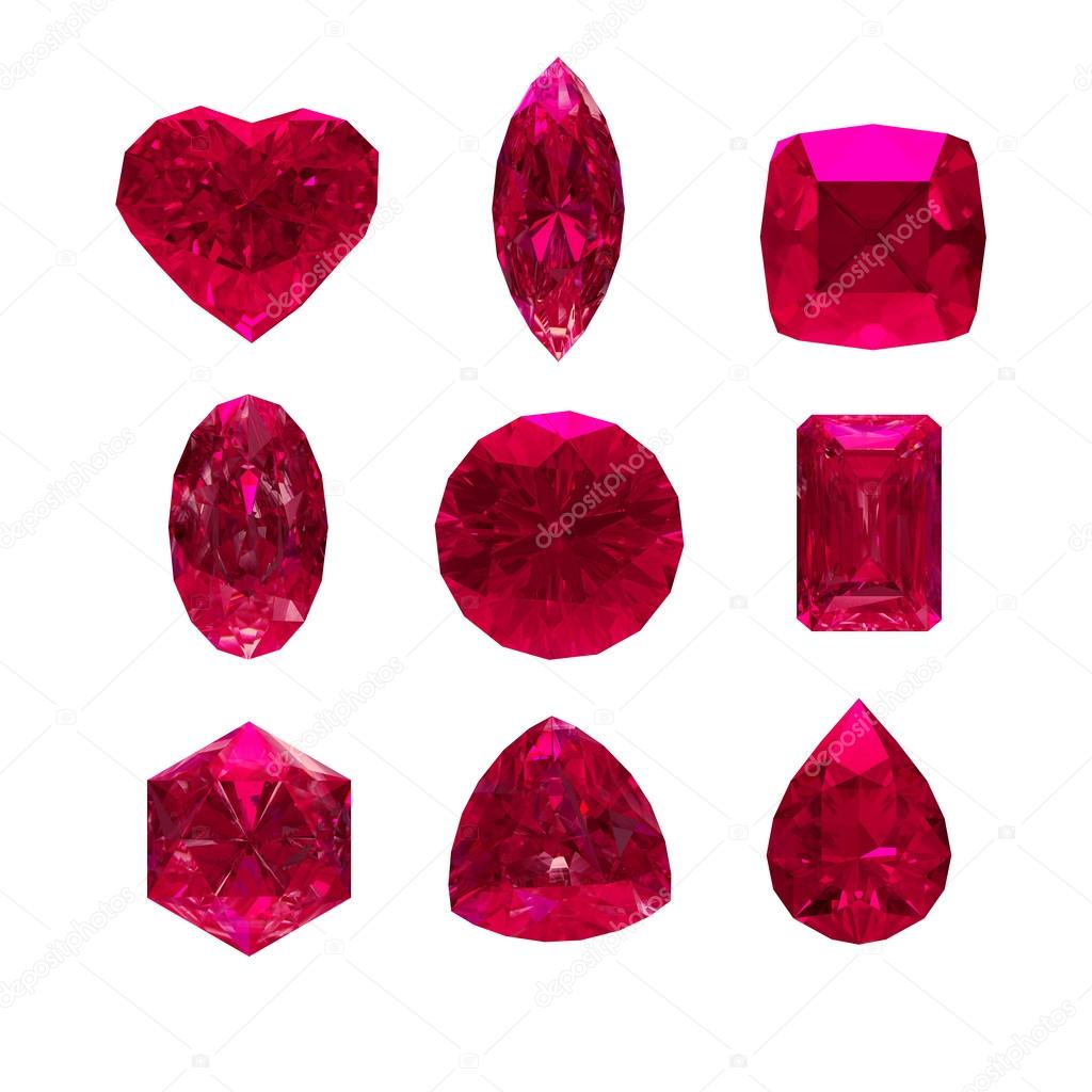Group of ruby shape with clipping path