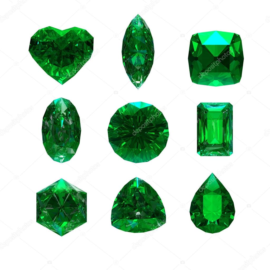 group of emerald shape with clipping path