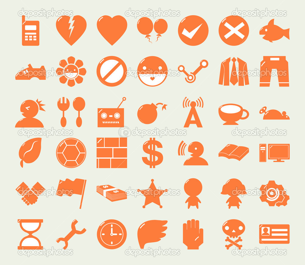 Miscellaneous symbol icon set no frame for web and mobile01