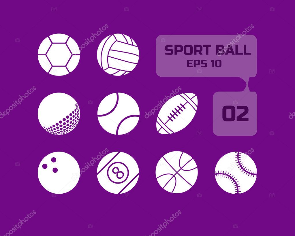 Sport ball flat icon for web and mobile set02