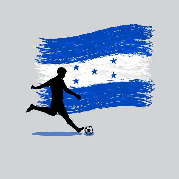 Jugador de fútbol acción con bandera de la República de Honduras en el fondo — Archivo Imágenes Vectoriales