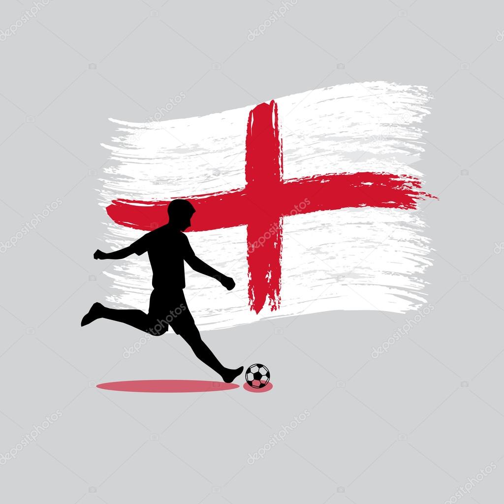 Soccer Player action with England flag on background