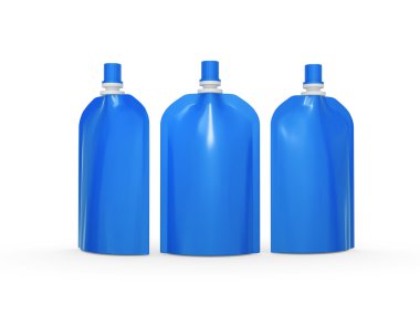 Mavi boş stand up emzikli kapak ile paketleme, kırpma yolu çanta