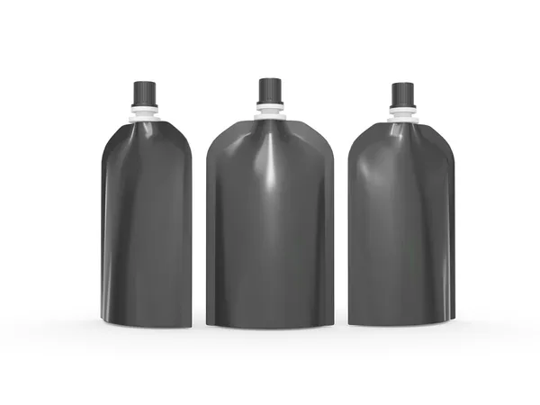 Черный пустой встать сумка упаковки с носиком крышкой, обрезка похлопывания — стоковое фото