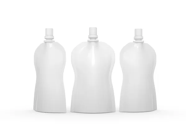 Emballage blanc de sac de courbe de stand up avec le couvercle de bec, clippi — Photo