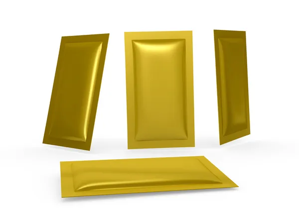 Goldfolie heißversiegelt Paket mit Clipping-Pfad — Stockfoto