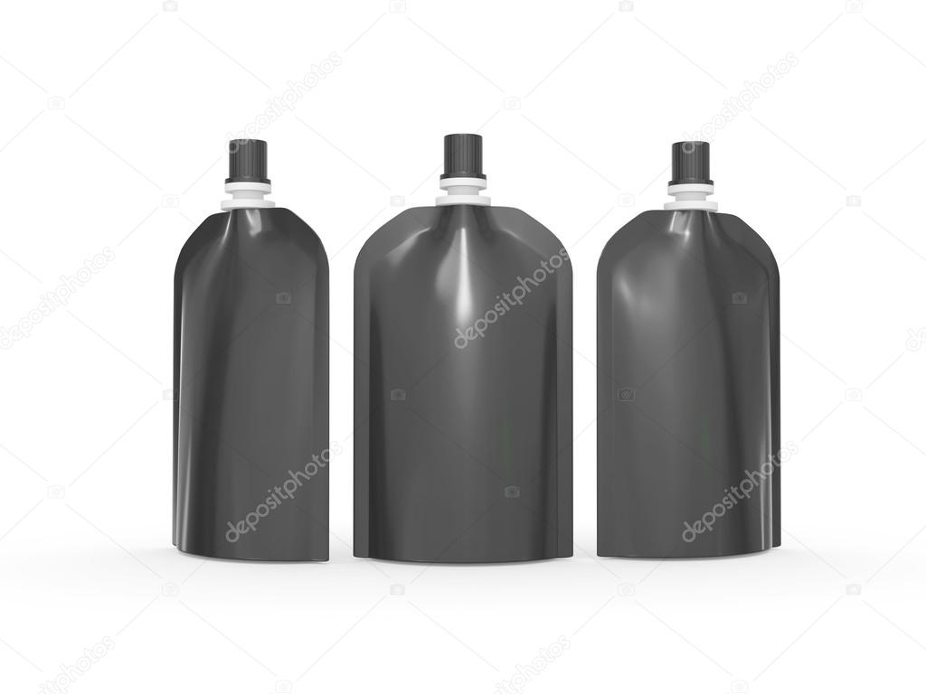 Black blank stand up  bag packaging with spout lid, clipping pat