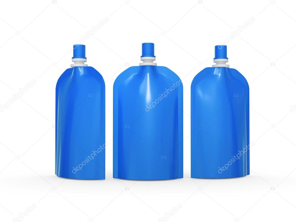 Blue blank stand up  bag packaging with spout lid, clipping path