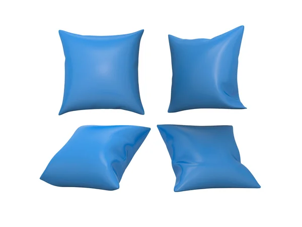 Almofada decorativa quadrada em branco azul com caminho de recorte — Fotografia de Stock