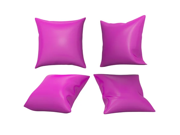 Pink blank square decorative pillow with clipping path — Stock Photo, Image