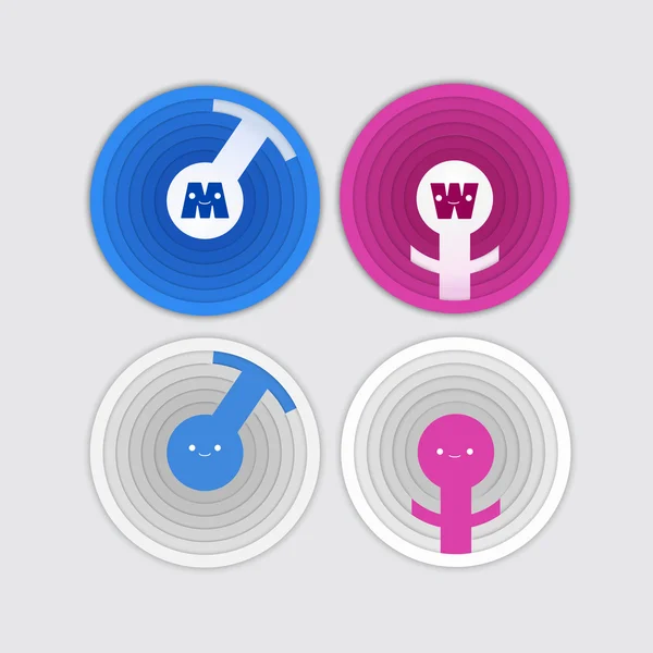 Male and female gender symbols set — Stock Vector