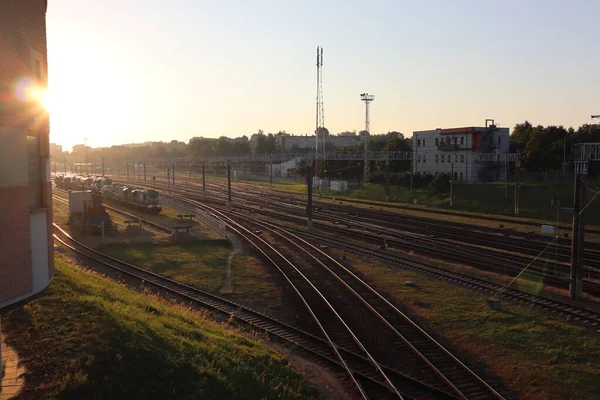 View of the railroad at sunrise