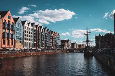Bridge, ship, city river, canal