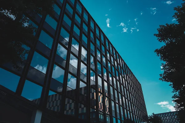 View of a building reflecting the sky