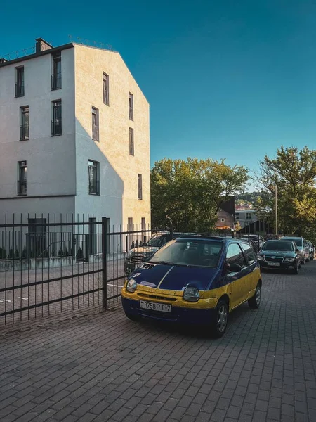 Car on the street at sunrise
