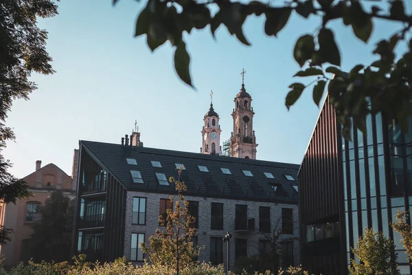 View of the old building, roofs in the sun