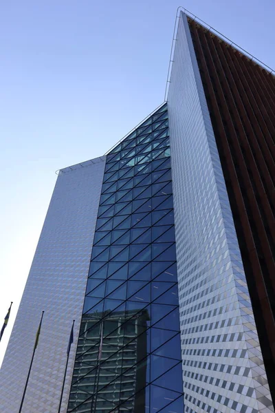 Modern business center, the roof of the building, greenery on the roof
