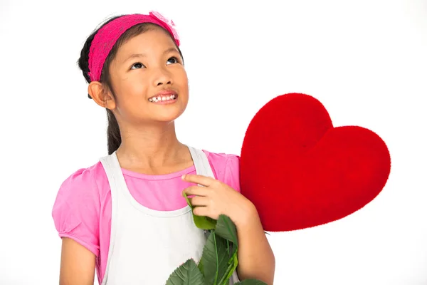 Little asian girl hold the heart — Stock Photo, Image