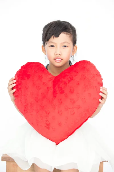 Little asian girl hold the heart — Stock Photo, Image