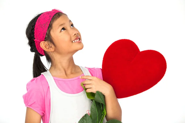 Little asian girl hold the heart — Stock Photo, Image