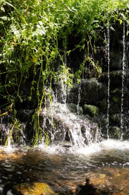 Kaynayan su ve taşlar. Şelale düşüyor. Arkaplan dokusu.
