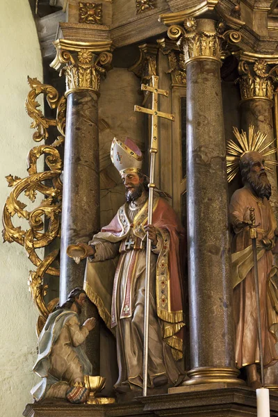 Gheorgheni Romania 28. May 2021.  Statue of Saint Gregor baptizes King Tiridat in the Armenian Catholic Church Gyergyoszentmiklos