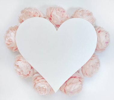 Beyaz arka planda pembe çiçeklerin oluşturduğu çiçek kompozisyonu. İlkbahar, yaz projeleriniz için şablon