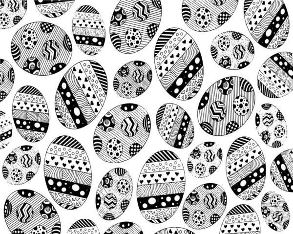 Yumurta boyama sayfası vektörü. Contour deseni, Paskalya konsepti