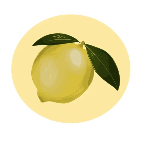 Adesivo vetorial com um limão em cores amarelas e verdes no fundo branco — Vetor de Stock
