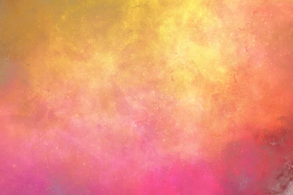 Kosmisk abstrakt rosa-gul bakgrund imiterar färgat damm, stänk av färg — Stockfoto