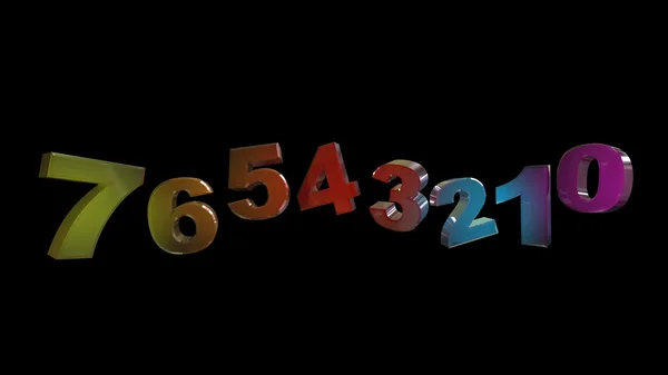 Cam renk numaralarını 0 7 3D — Stok fotoğraf