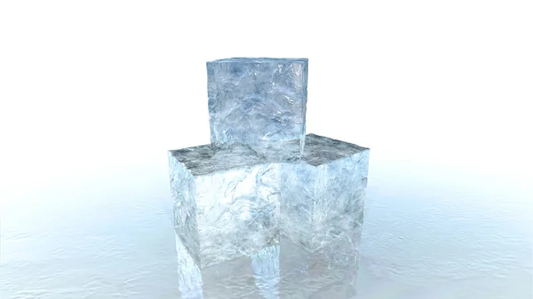 Tres cubos de hielo 3d — Foto de Stock