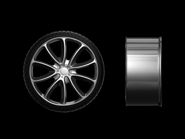 Hjul med stål fälg 3d — Stockfoto