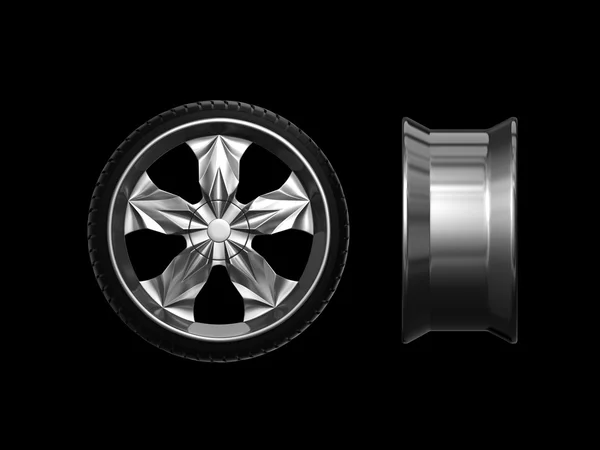 Wheel with steel rim 3d — Stock Photo, Image