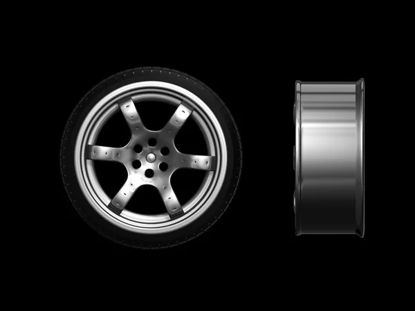 Hjul med stål fälg 3d — Stockfoto