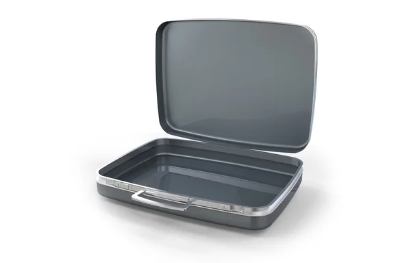 Bavul açık parlak gri 3d — Stok fotoğraf