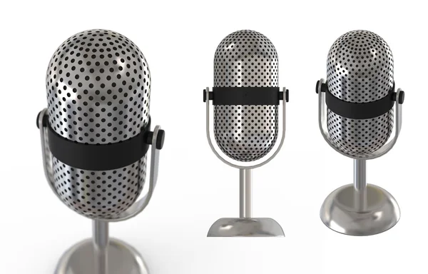 Microphone vintage argent isolé sur fond blanc — Photo