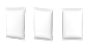 beyaz boş folyo food snack poşet çanta ambalaj. kolay düzenlenebilir tasarımınız için.
