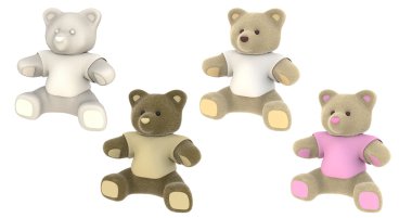 oyuncak ayı beyaz kahverengi bej ve beyaz arka plan üzerinde izole pembe. kolay düzenlenebilir tasarımınız için.