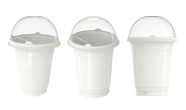White plastic milkshake empty isolated on white background.Easy editable for your design. — Stock Photo, Image