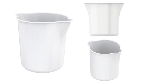Taza de plástico jarra Contenedor pote Blanco aislado sobre fondo blanco. Fácil editable para su diseño . —  Fotos de Stock