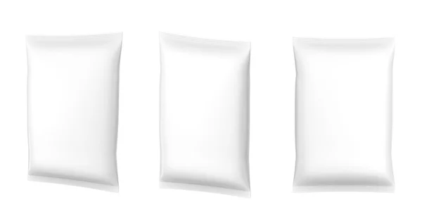 White Blank Foil Food Snack Sachet Bag Packaging. Easy editable for your design. — Stock Photo, Image