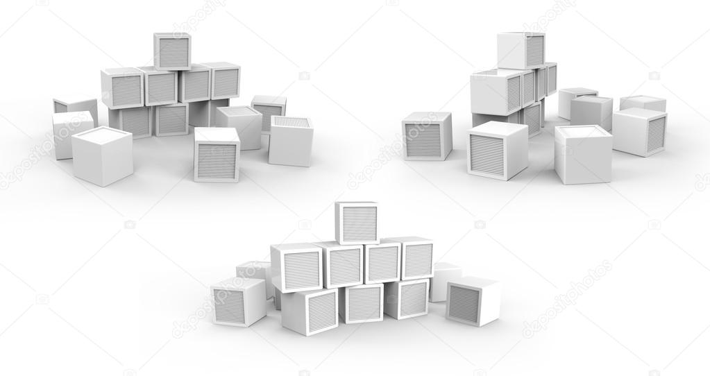 Toys white blocks cubes Isolated on White Background. Easy editable for your design.