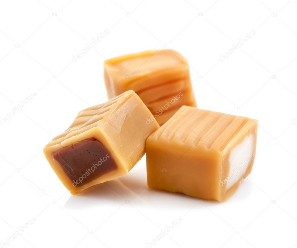 Caramel candy with chocolate and cream filling
