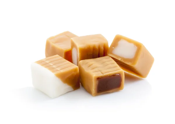 Caramel candy with chocolate and cream filling isolated — Stock Photo, Image