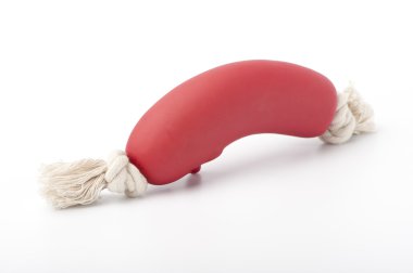 Sausage with rope dog toy close-up clipart
