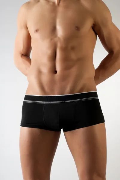 Atractivo cuerpo masculino con ropa interior negra — Foto de Stock