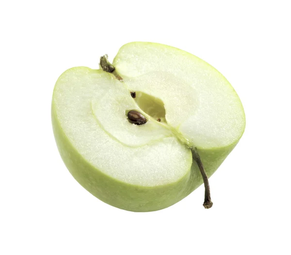 Half of green apple close-up isolated — Stock Photo, Image