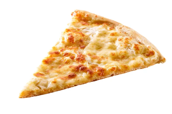 Plakje kaas pizza close-up geïsoleerd — Stockfoto