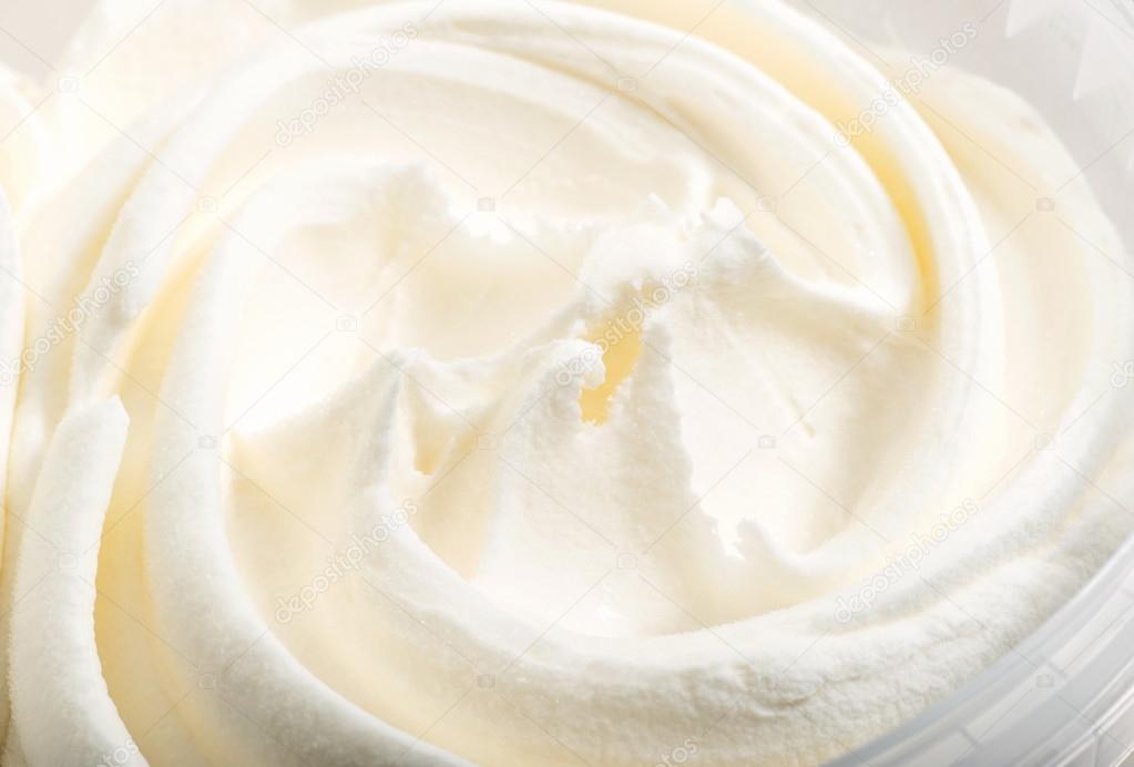 White ice cream texture macro